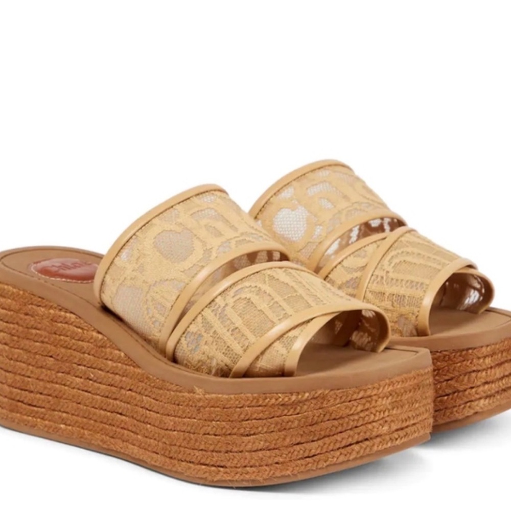 Chloe Tan Wedge Sandals